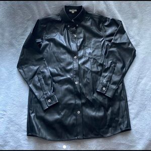 New/No Tag Weworewhat ladies black boyfriend long sleeve vegan leather shirt
